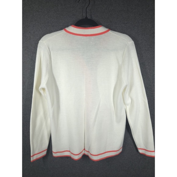 Vtg Preppy Golf Club Cardigan Cream Sweater Pink Trim‎ Bow Embroidery Retro - Picture 5 of 8